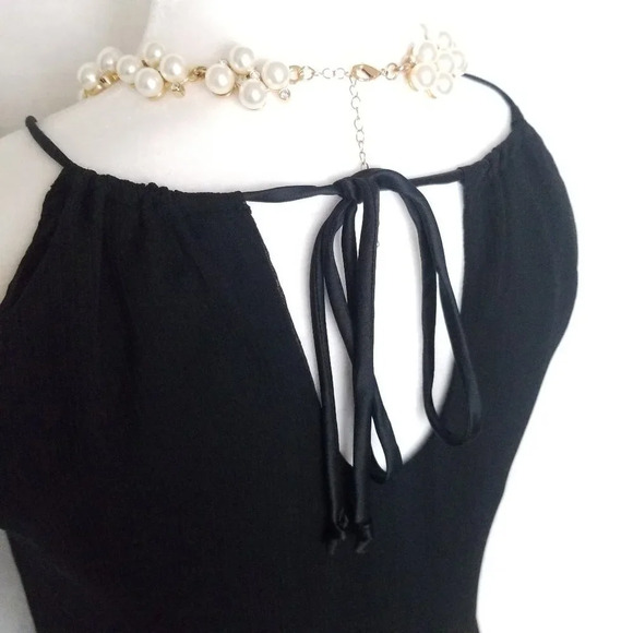 Banana Republic Cascades Ruffle Top Women XS Spaghetti Straps in Black Chiffon - Picture 9 of 12